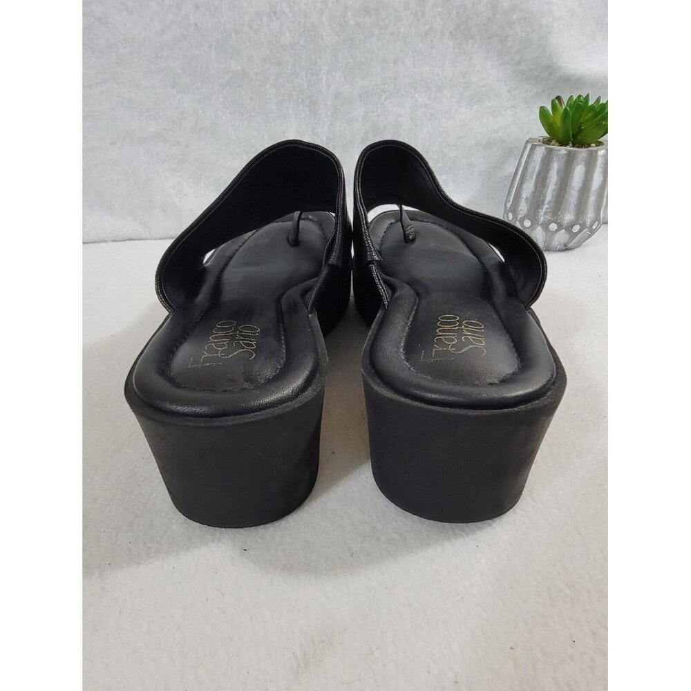 Franco Sarto Womens Black Cessa Wedge Sandals Slide Leather Upper Size 9.5M - Picture 7 of 10